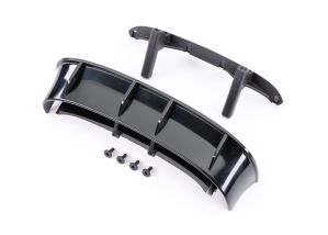 7413X Traxxas Wing, Ford Fiesta® ST Rally (black)/ body posts, rear/ 3x8mm FCS (4) (fits #7412 series bodies)