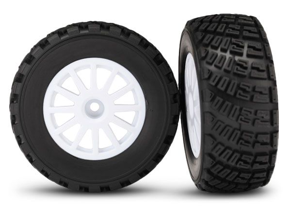 7473 Traxxas Tires & wheels, 12-SPK, glued (black wheels, gravel pattern tires, foam inserts) (2)