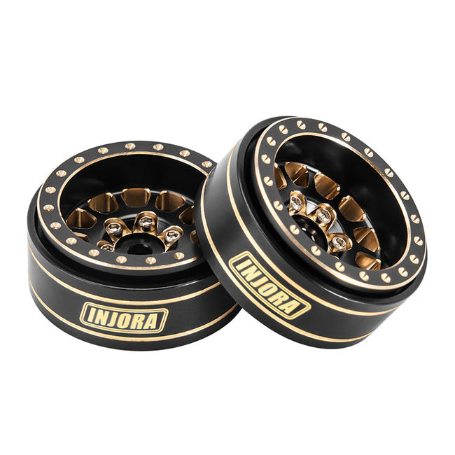 YQW-1101BGD INJORA 1.0 Plus 12-Spoke Brass Beadlock Wheels 42g/pcs offset -3.75mm for 1/18 1/24 RC Crawler (4) (W1101)