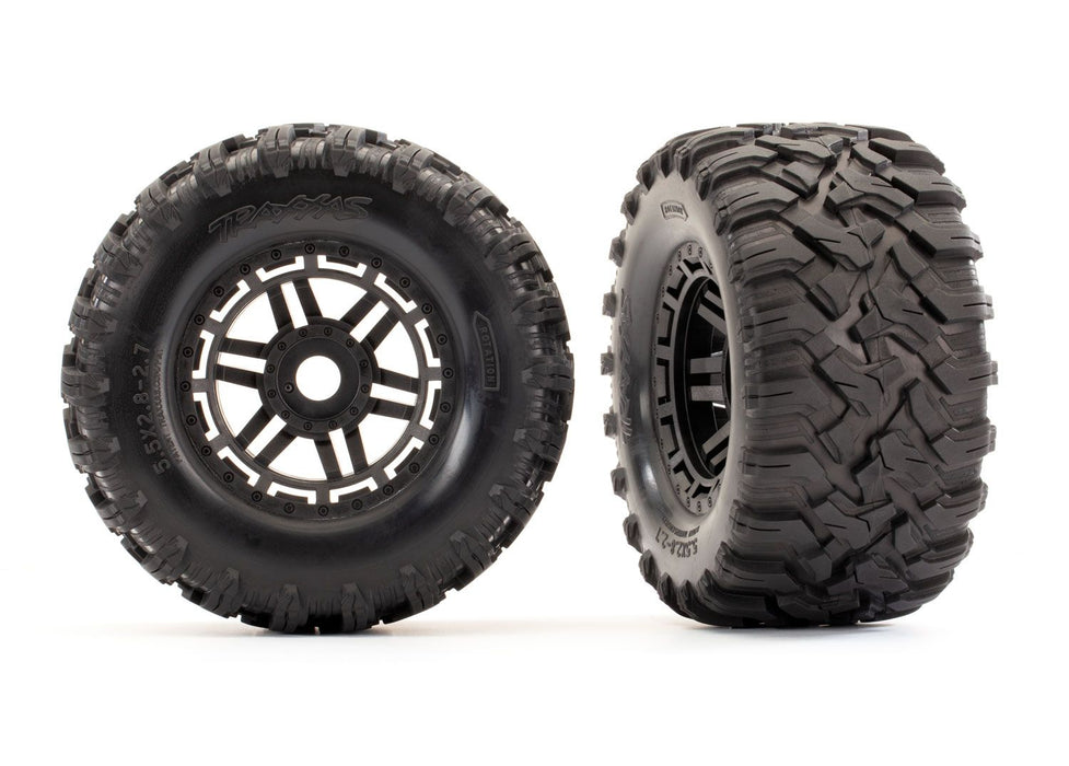 8972 Traxxas Tires & Wheels Assembled Glued (Black Wheels, Maxx All Terrain Tires)