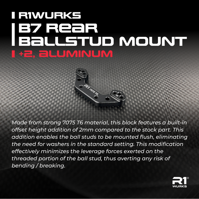 900061 R1 WURKS (B7 Series) Rear Ballstud Mount, +2, Aluminum