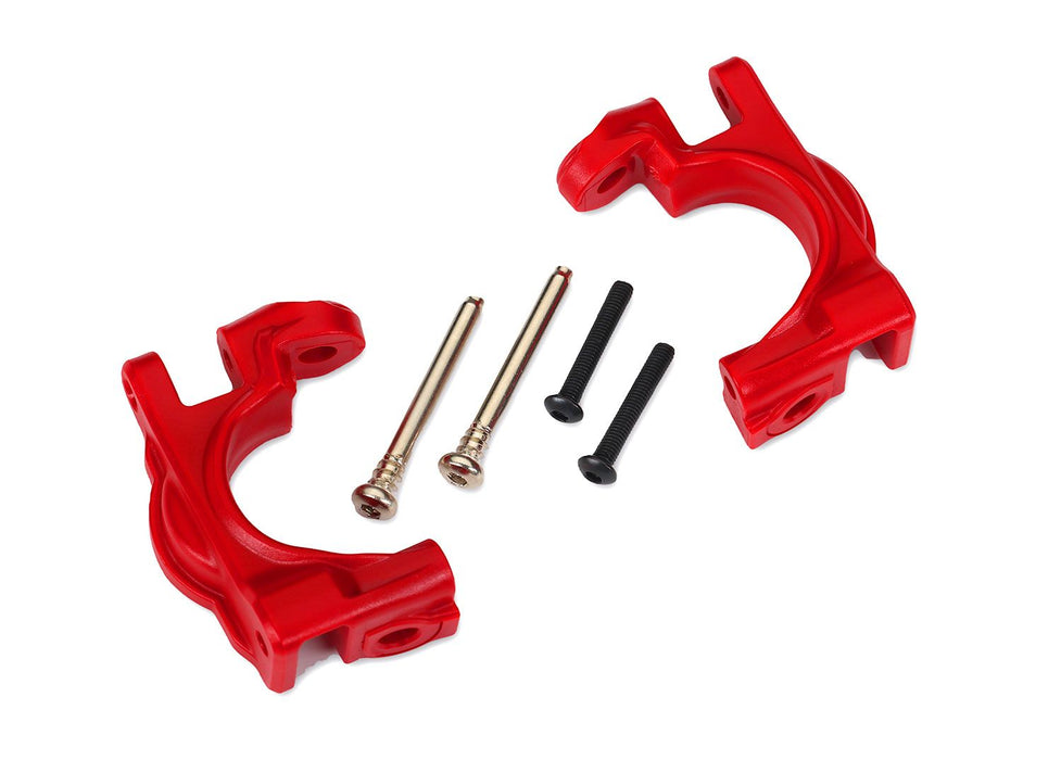 9032R Traxxas Caster blocks (c-hubs), extreme heavy duty, red (left & right)/ 3x32mm hinge pins (2)/ 3x20mm BCS (2) (for use with #9080 upgrade kit)