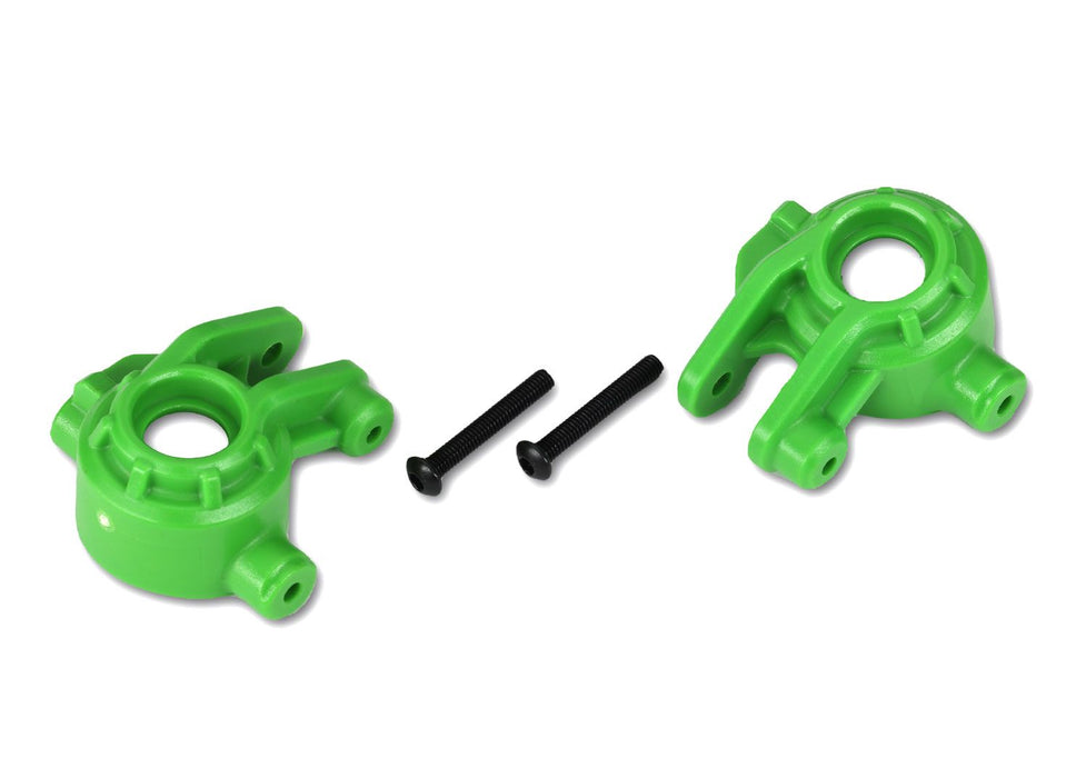 9037G Traxxas Steering blocks, extreme heavy duty, green (left & right)/ 3x20mm BCS (2) (for use with #9080 upgrade kit)
