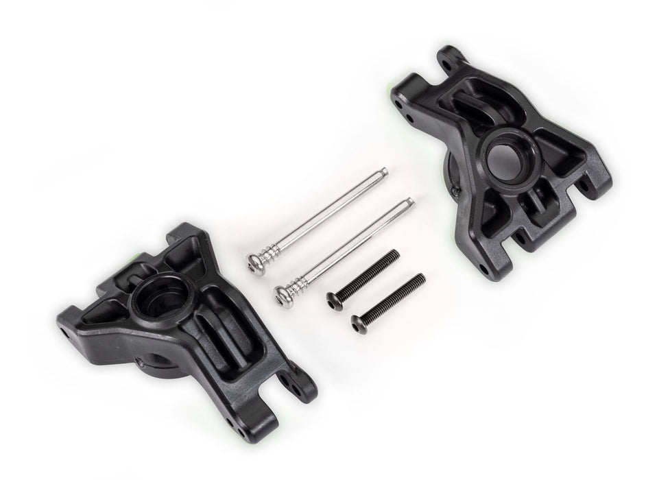9050 Traxxas Carriers, stub axle, rear, extreme heavy duty, black (left & right)/ 3x41mm hinge pins (2)/ 3x20mm BCS (2) (for use with #9080 upgrade kit)