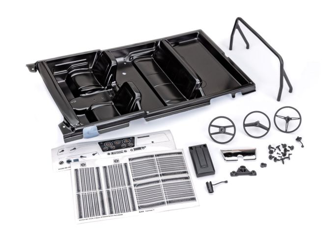 9114-BLK Traxxas TRX-4 Interior, Chevrolet Blazer (1969 -1972) (black) (includes rollbar, gauge bezel, steering wheel and column, shifter, armrest, decals) (fits #9111, 9112, 9130, or 9131 series bodies)