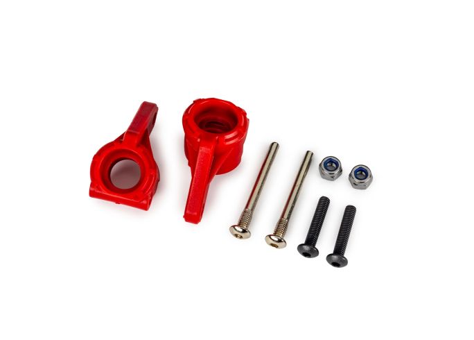 9137-RED Traxxas Steering Blocks Heavy Duty HD, Red, 2WD