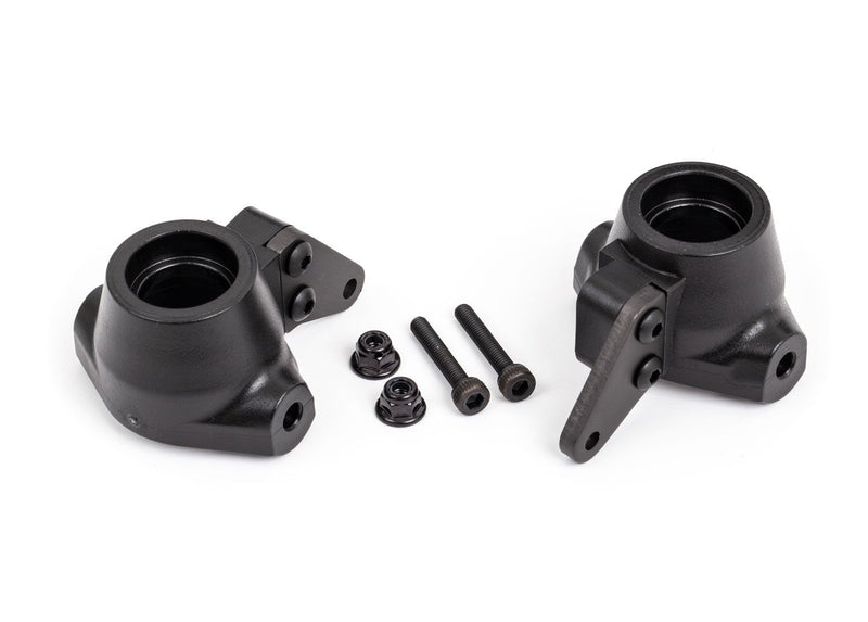 9637A Traxxas Steering blocks, left & right/ steering block arms (aluminum, dark titanium-anodized) (2)/ 3x18mm CS (2)/ M3x0.5mm NL (2)