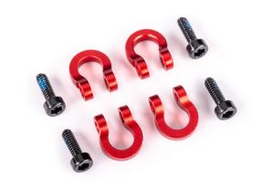 9734R Traxxas Bumper D-rings, front or rear, 6061-T6 aluminum (red-anodized) (4)/ 1.6x5mm CS (with threadlock) (4)