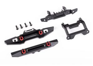 9734X Traxxas Bumper, front (1), rear (1), 6061-T6 aluminum (black-anodized) (assembled with D-rings)/ bumper mounts (front & rear)/ 2.5x8mm BCS (with threadlock) (4) (fits TRX-4M™ Land Rover® Defender®)