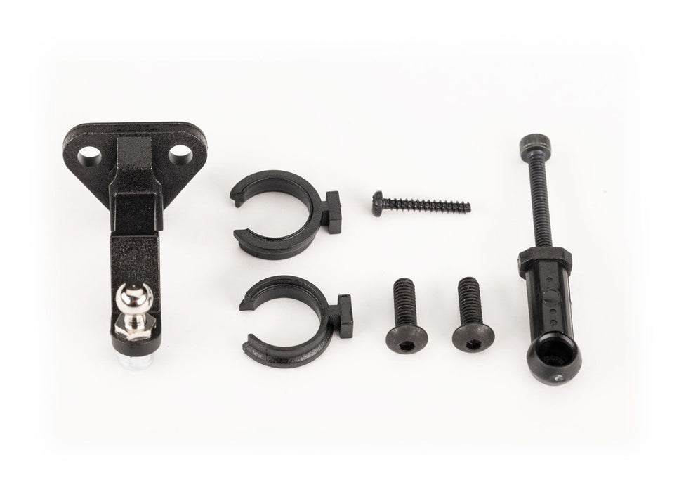 9796 Traxxas Trailer hitch (assembled)/ trailer coupler/ 3mm spring pre-load spacers (2)/ 2.5x8mm BCS (2)/ 1.6x10mm BCS (self-tapping) (1)