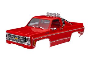 9811-RED Traxxas Body, Chevrolet K10 Truck (1979), complete, red (includes grille, side mirrors, door handles, roll bar, windshield wipers, & clipless mounting) (requires #9835 front & rear bumpers)
