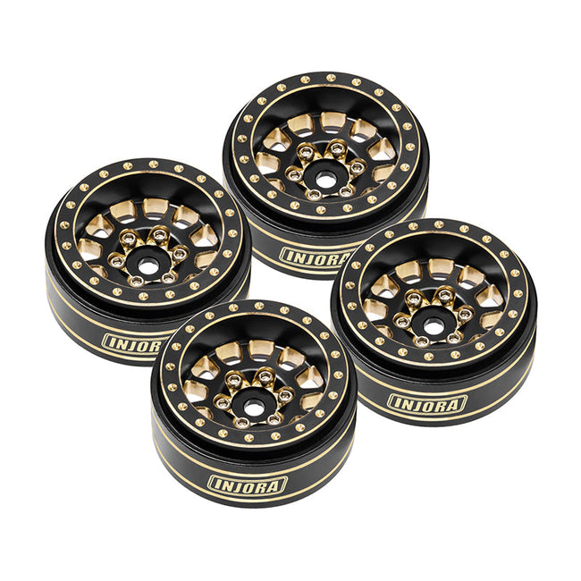 YQW-1101BGD INJORA 1.0 Plus 12-Spoke Brass Beadlock Wheels 42g/pcs offset -3.75mm for 1/18 1/24 RC Crawler (4) (W1101)