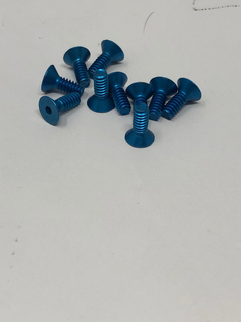 4-40 Aluminum Flat Head Screws 10pcs Blue