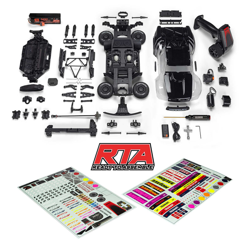 ARA2104KT1 Arrma Mojave Grom MEGA 4WD 380 Brushed 1/16 RTA Electric Desert Truck Kit (Black/Clear) w/SLT2 2.4GHz Radio, Battery & Charger