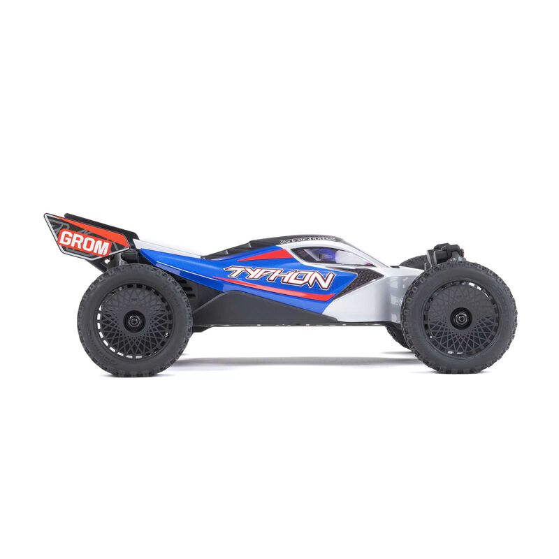 ARA2106T ARRMA TYPHON GROM MEGA 380 Brushed 4X4 Small Scale Buggy RTR with Battery & Charger, Red/White Blue/Silver