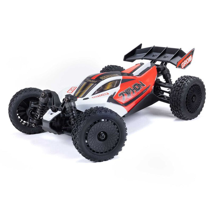 ARRMA TYPHON GROM MEGA 380 Brushed 4X4 Small Scale Buggy RTR with Battery & Charger, Red/White Blue/Silver