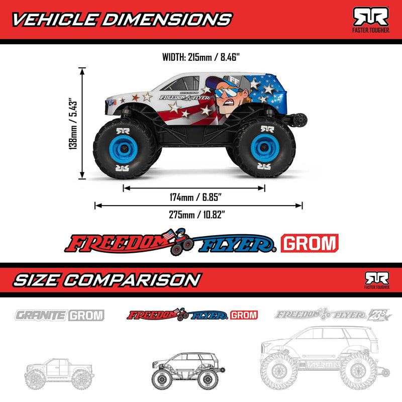 ARA2130FF "PREORDER" Arrma 1/16 FREEDOM FLYER GROM 4X4 RTR Brushed Monster Truck (Battery & Charger Included), White
