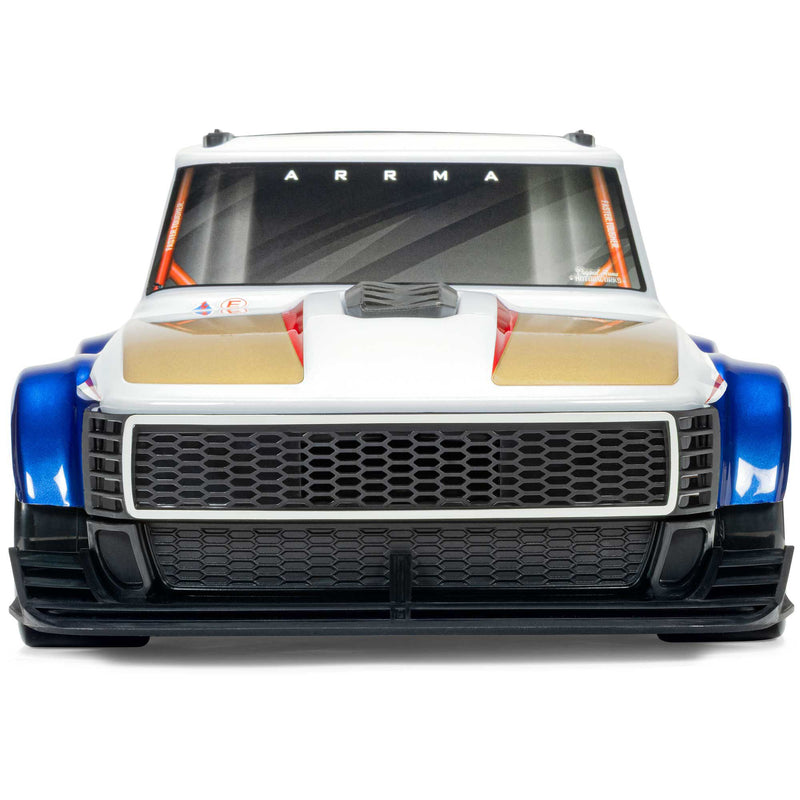 ARA2315T1 ****PRE-ORDER****Arrma Infraction Grom 3S BLX 1/12 4WD RTR Brushless Street Bash Truck (White/Blue) w/2.4GHz Radio & DSC