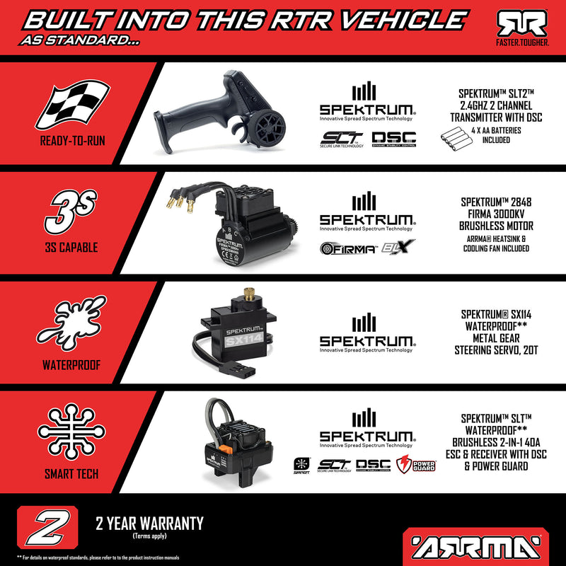 ARA2508ST ARRMA 1/16 MINI KRATON 3S DSC 4X4 RTR Brushless Speed Truck (3S Battery & Charger Included)