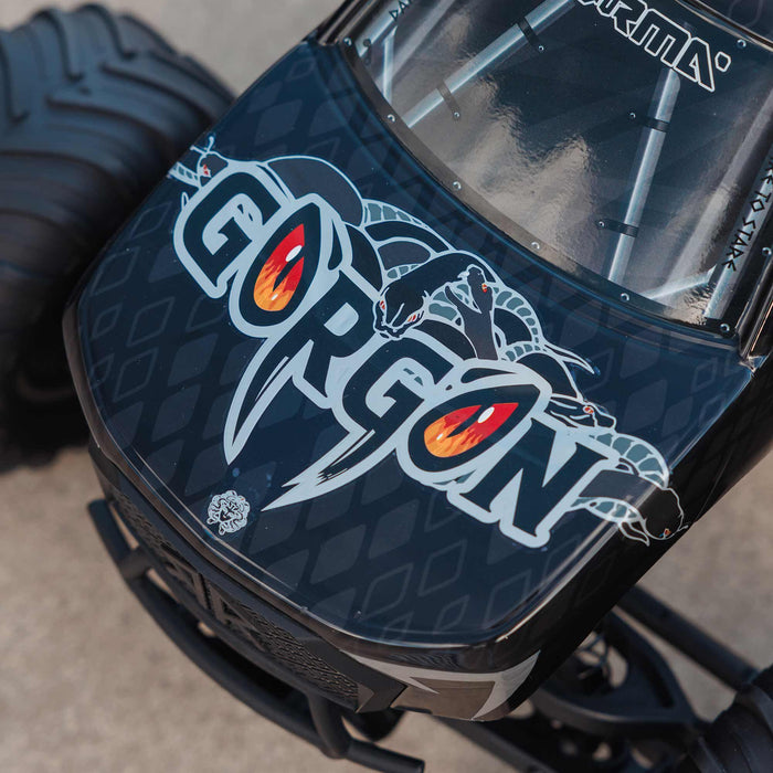 ARA3230SKT1 Arrma 1/10 GORGON 2WD RTA Kit Brushed Monster Truck (Battery & Charger Included), Gun Metal