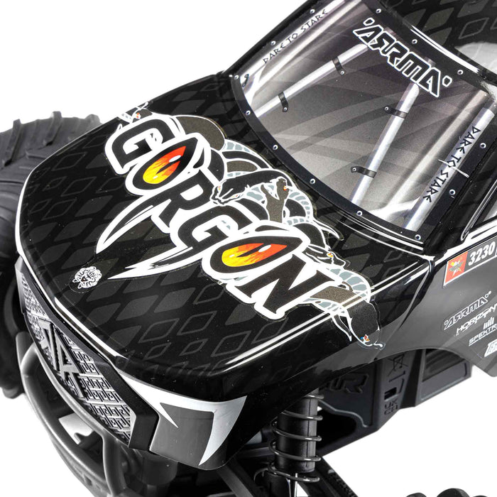 ARA3230SKT1 Arrma 1/10 GORGON 2WD RTA Kit Brushed Monster Truck (Battery & Charger Included), Gun Metal