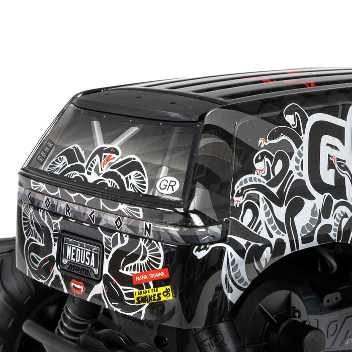 ARA3230SKT1 Arrma 1/10 GORGON 2WD RTA Kit Brushed Monster Truck (Battery & Charger Included), Gun Metal