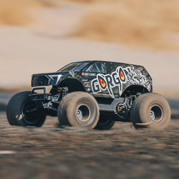 ARA3230SKT1 Arrma 1/10 GORGON 2WD RTA Kit Brushed Monster Truck (Battery & Charger Included), Gun Metal