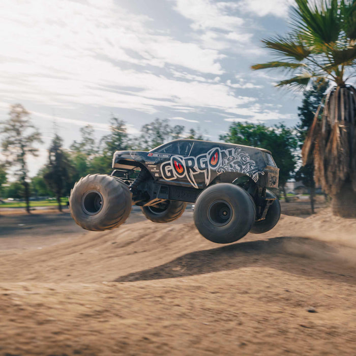 ARA3230SKT1 Arrma 1/10 GORGON 2WD RTA Kit Brushed Monster Truck (Battery & Charger Included), Gun Metal