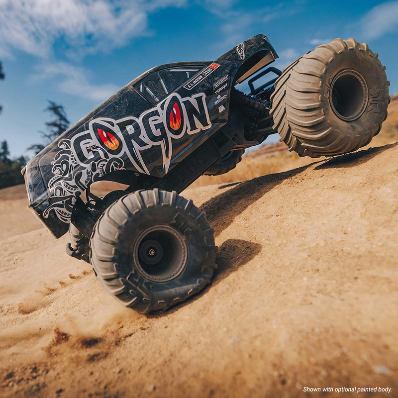 ARA3230SKT2 Arrma 1/10 GORGON 2WD RTA Kit Brushed Monster Truck (Battery & Charger Included), Clear