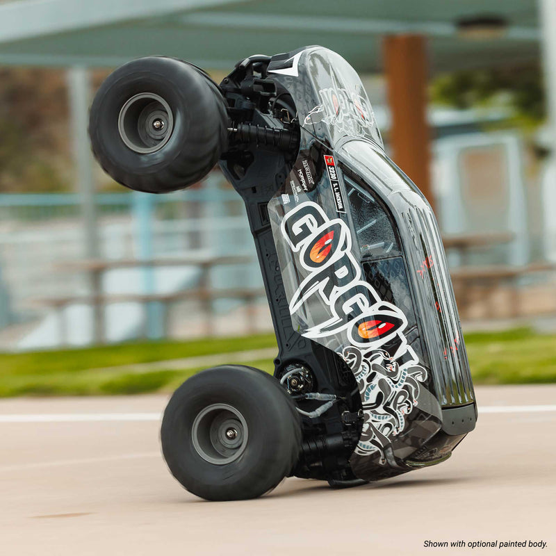 ARA3230SKT2 Arrma 1/10 GORGON 2WD RTA Kit Brushed Monster Truck (Battery & Charger Included), Clear