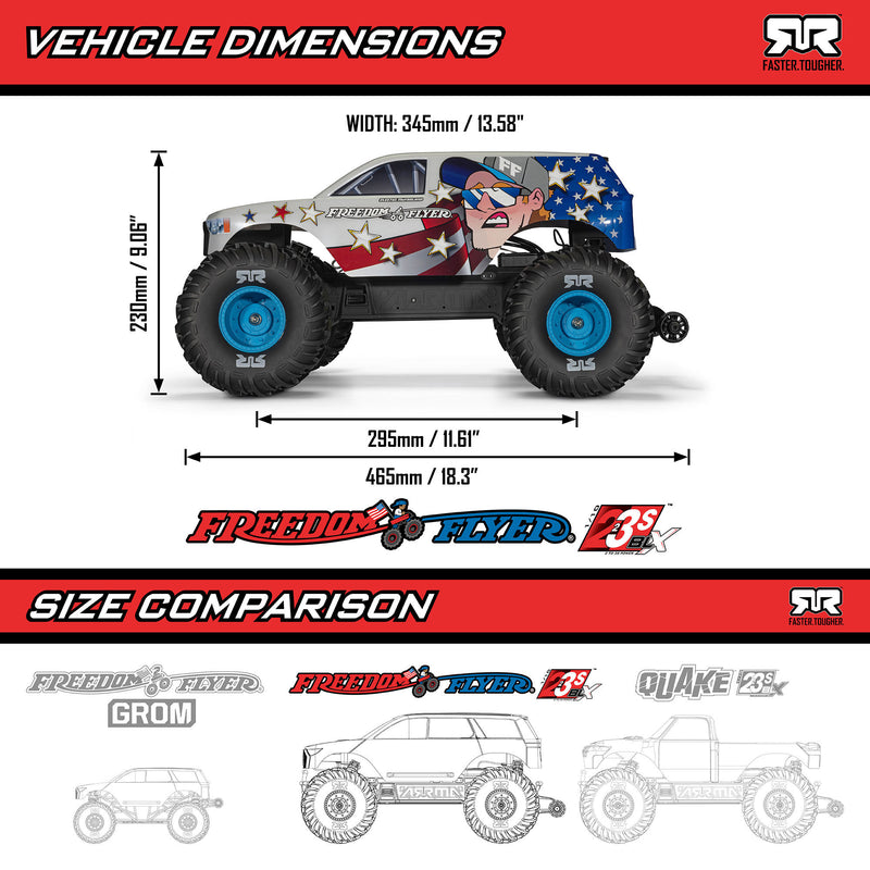 ARA3530SFFT1 "PREORDER" Arrma 1/10 FREEDOM FLYER 223S 2WD RTR Brushless Monster Truck (Battery & Charger Included)