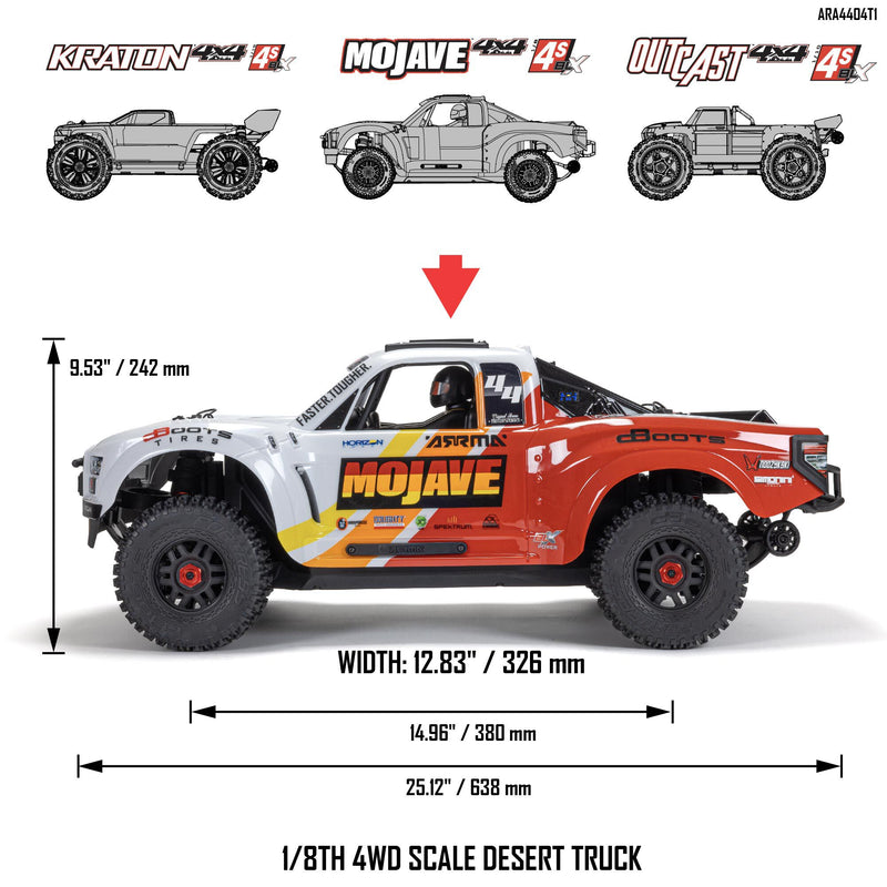 ARA4404T Arrma 1/8 MOJAVE 4S 4X4 RTR Brushless Desert Truck