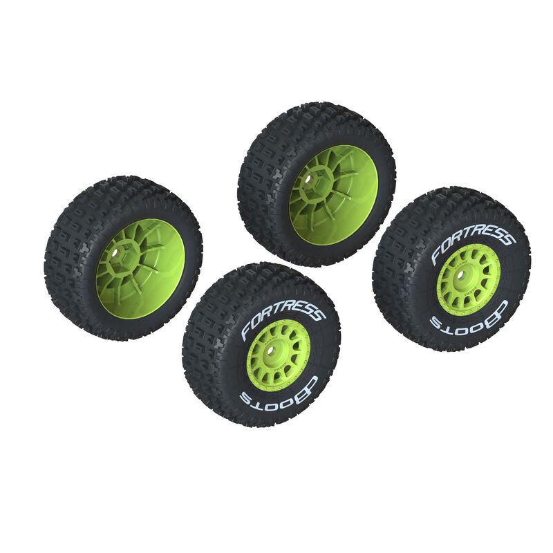 ARA550115 ARRMA DBOOTS 'FORTRESS' TIRE SET GLUED, YELLOW (2 PAIRS)
