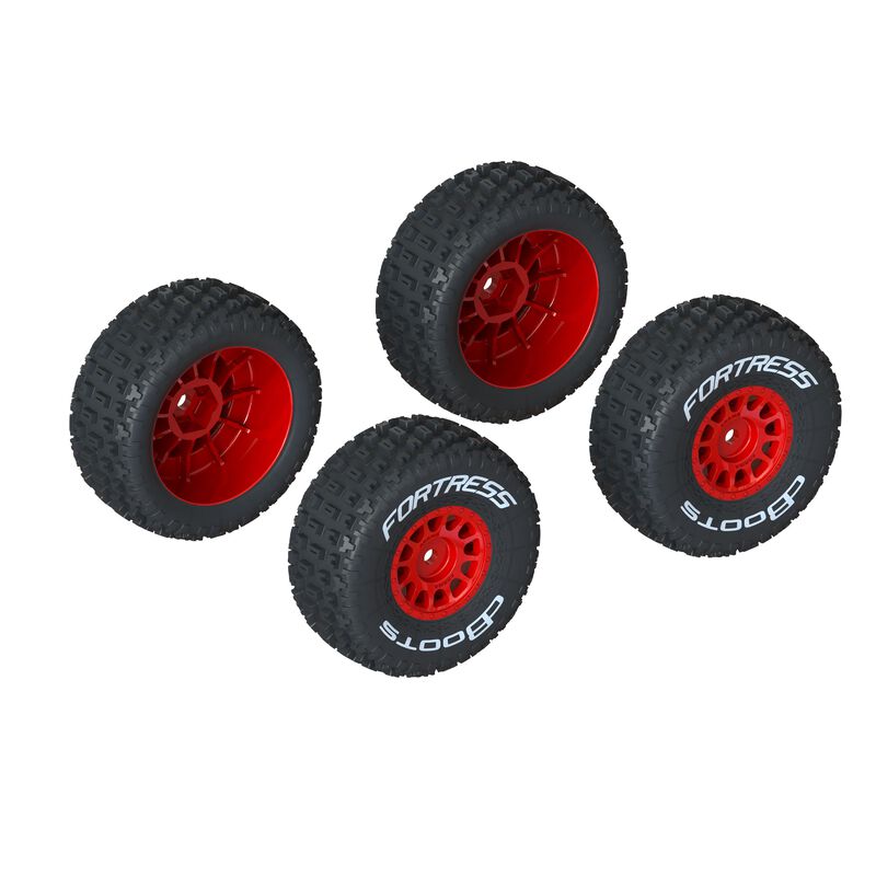 ARA550116 ARRMA DBOOTS 'FORTRESS' TIRE SET GLUED, RED (2 PAIRS)