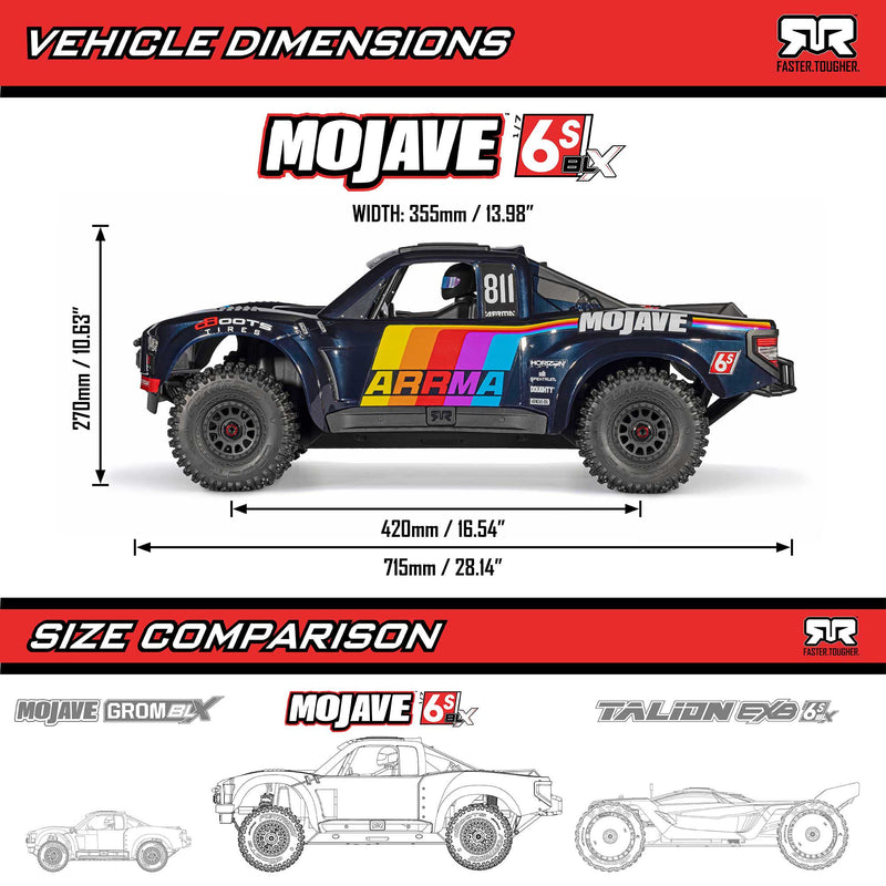 ARA7604V3T Arrma 1/7 MOJAVE 6S 4X4 RTR Brushless Desert Truck **Pre-order only**