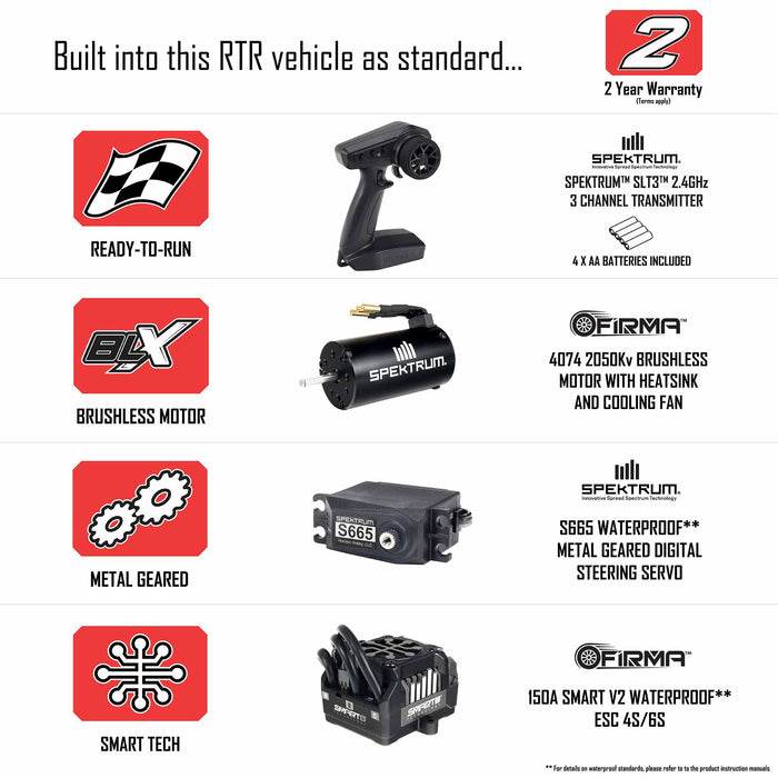 ARA7612T ARRMA 1/7 BIG ROCK 6S 4X4 RTR Brushless Monster Truck, Available in Red, Gunmetal and White