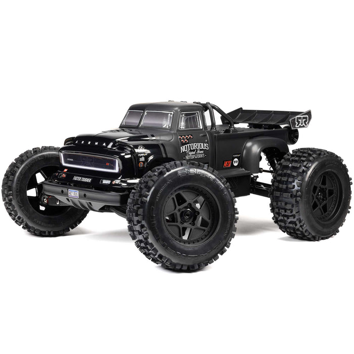 ARA8611V6T Arrma 1/8 NOTORIOUS 6S 4X4 RTR Brushless Stunt Truck, Black