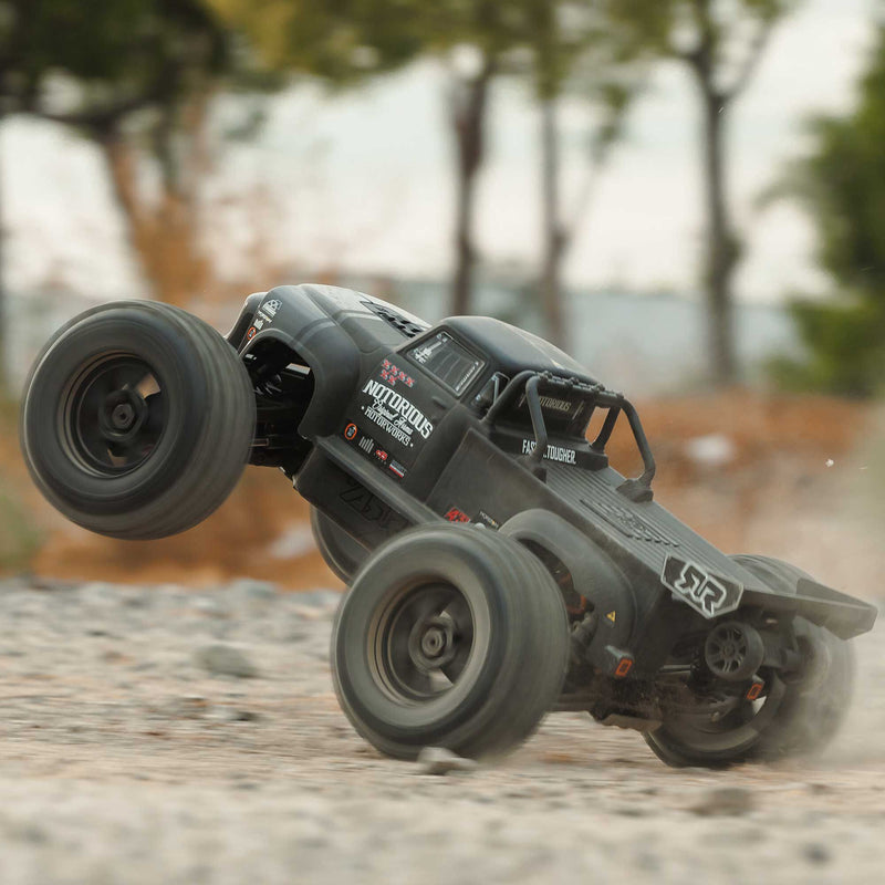 ARA8611V6T Arrma 1/8 NOTORIOUS 6S 4X4 RTR Brushless Stunt Truck, Black
