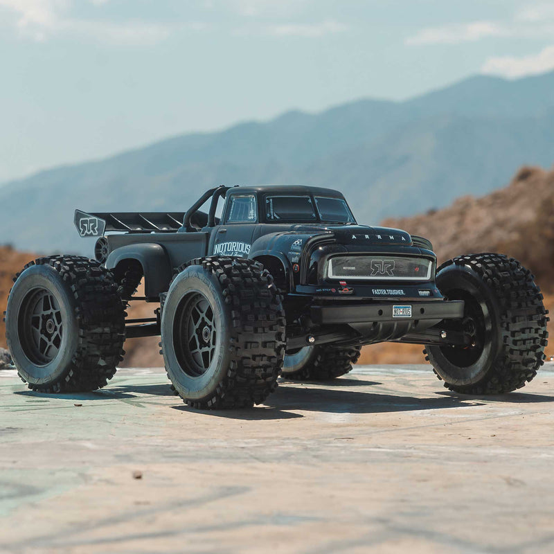 ARA8611V6T Arrma 1/8 NOTORIOUS 6S 4X4 RTR Brushless Stunt Truck, Black