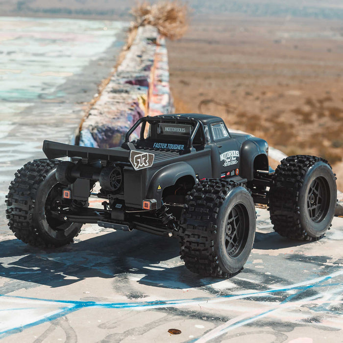 ARA8611V6T Arrma 1/8 NOTORIOUS 6S 4X4 RTR Brushless Stunt Truck, Black