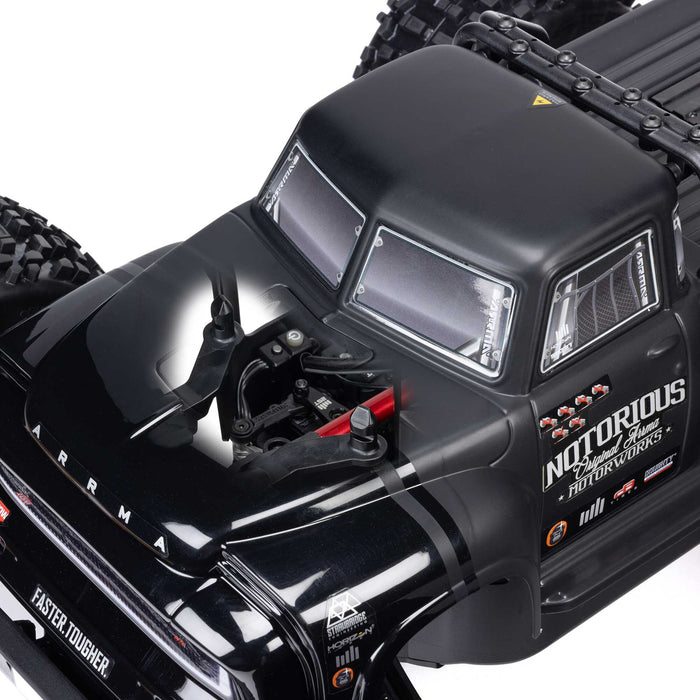 ARA8611V6T Arrma 1/8 NOTORIOUS 6S 4X4 RTR Brushless Stunt Truck, Black