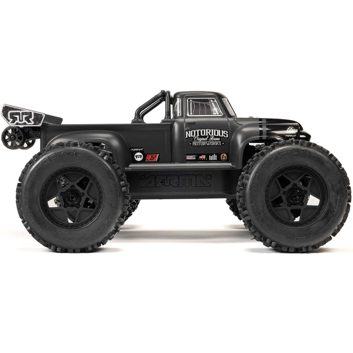 ARA8611V6T Arrma 1/8 NOTORIOUS 6S 4X4 RTR Brushless Stunt Truck, Black