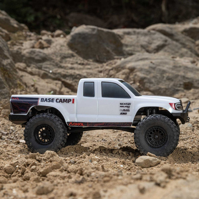 AXI-1219T Axial 1/24 SCX24 Base Camp 4WD Rock Crawler Brushed RTR with Battery & Charger, White