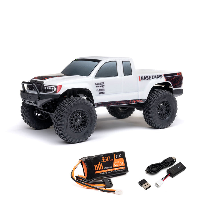 AXI-1219T Axial 1/24 SCX24 Base Camp 4WD Rock Crawler Brushed RTR with Battery & Charger, White