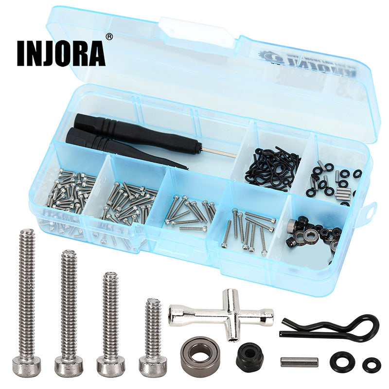 SCX24-81A INJORA Blue Box With M1.4 Screws M2 Nuts Bearings O-Rings Repair Tools Kit For Axial SCX24