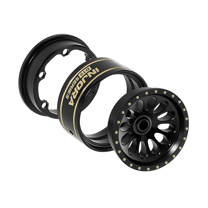 W7005BB-19 INJORA INJORA 0.7" D19 Ripple Black Brass Wheels for 1/30 SCX30 (W7005)