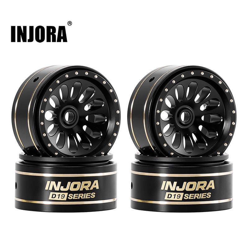 W7005BB-19 INJORA INJORA 0.7" D19 Ripple Black Brass Wheels for 1/30 SCX30 (W7005)