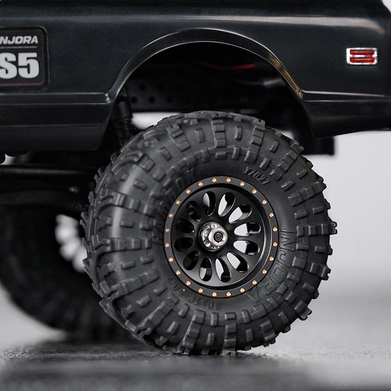 W7005BB-19 INJORA INJORA 0.7" D19 Ripple Black Brass Wheels for 1/30 SCX30 (W7005)