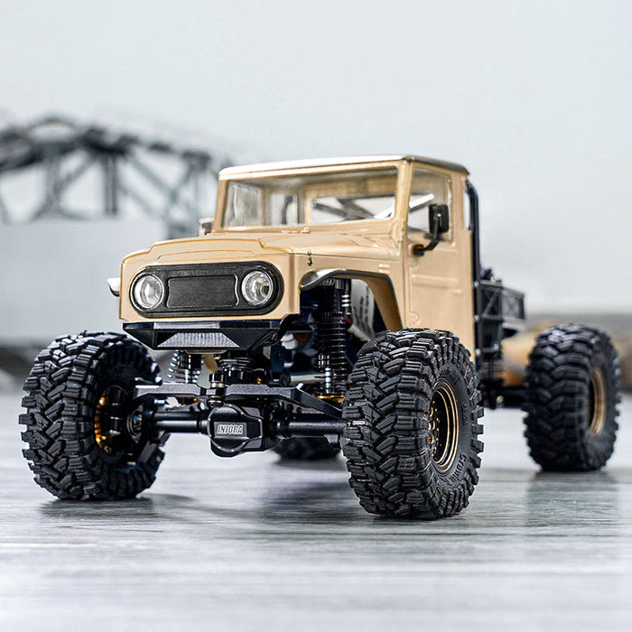 IR40-YE Injora IR40 Half Truck Hard Pre-Painted Body Set for Traxxas® TRX-4M® (Tan) (Defender®/Bronco®) w/Bed Rack & LED Lights