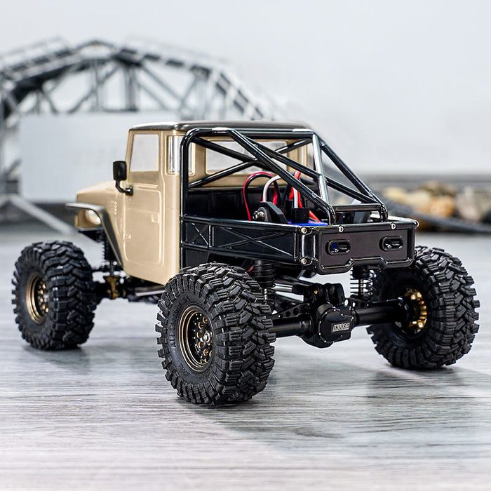 IR40-YE Injora IR40 Half Truck Hard Pre-Painted Body Set for Traxxas® TRX-4M® (Tan) (Defender®/Bronco®) w/Bed Rack & LED Lights